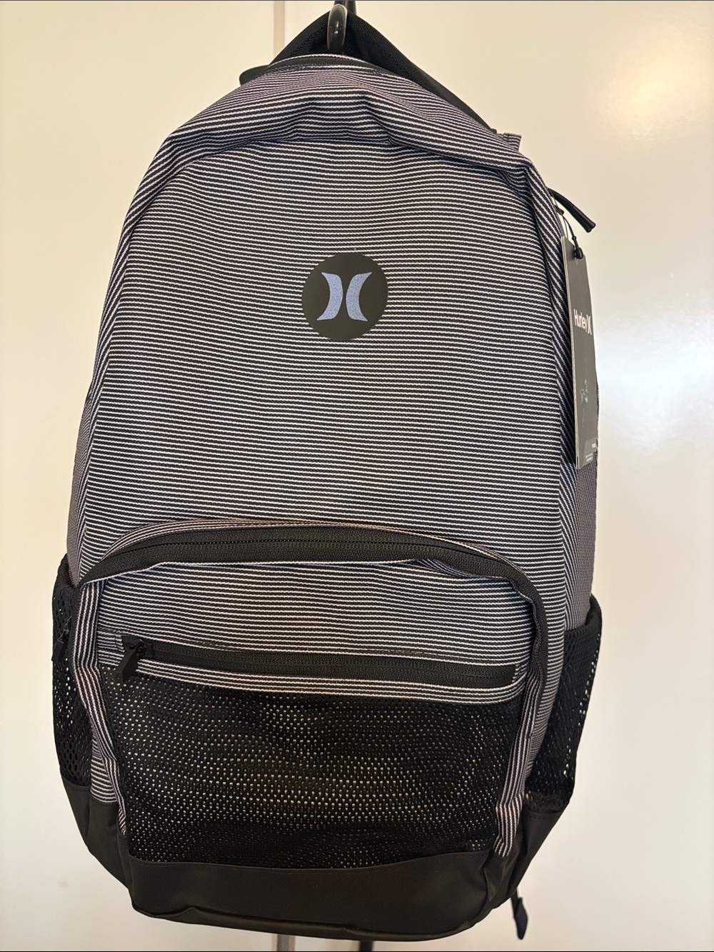 Hurley, PATROL Black & White Striped Backpack, NWT